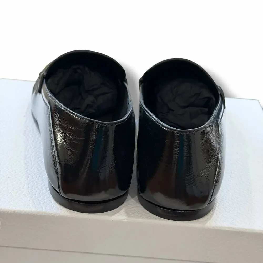 Christian Dior Women’s Black Patent Leather Loafers Dior Time Size US9.5 EU40